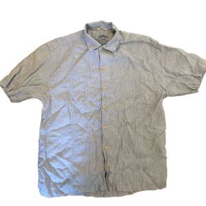 Tommy Bahama Vintage Men's  Linen Button Down Collared Beach Style Shirt in Ligh